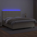 vidaXL krémszínű műbőr rugós ágy matraccal és LED-del 180x200 cm