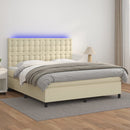 vidaXL krémszínű műbőr rugós ágy matraccal és LED-del 180x200 cm