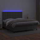 vidaXL szürke műbőr rugós ágy matraccal és LED-del 180x200 cm