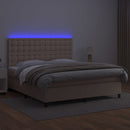 vidaXL cappuccino színű műbőr rugós ágy matraccal és LED-del 180x200cm