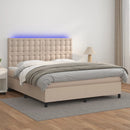 vidaXL cappuccino színű műbőr rugós ágy matraccal és LED-del 180x200cm