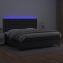 vidaXL fehér műbőr rugós ágy matraccal és LED-del 200x200 cm