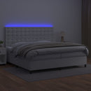 vidaXL fehér műbőr rugós ágy matraccal és LED-del 200x200 cm