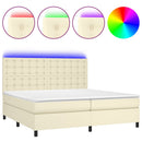 vidaXL krémszínű műbőr rugós ágy matraccal és LED-del 200x200 cm