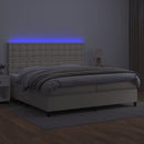 vidaXL krémszínű műbőr rugós ágy matraccal és LED-del 200x200 cm