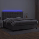 vidaXL szürke műbőr rugós ágy matraccal és LED-del 200x200 cm