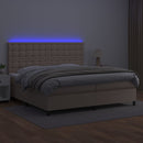 vidaXL cappuccino színű műbőr rugós ágy matraccal és LED-del 200x200cm