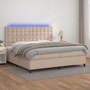 vidaXL cappuccino színű műbőr rugós ágy matraccal és LED-del 200x200cm