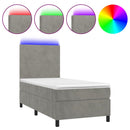 vidaXL világosszürke bársony rugós és LED-es ágy matraccal 90x190 cm