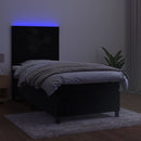 vidaXL fekete bársony rugós és LED-es ágy matraccal 90x190 cm
