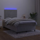 vidaXL világosszürke bársony rugós és LED-es ágy matraccal 120x200 cm
