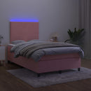 vidaXL rózsaszín bársony rugós és LED-es ágy matraccal 120x200 cm