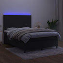 vidaXL fekete bársony rugós és LED-es ágy matraccal 140x190 cm