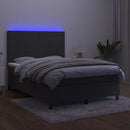 vidaXL sötétszürke bársony rugós és LED-es ágy matraccal 140x200 cm