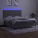 vidaXL világosszürke bársony rugós és LED-es ágy matraccal 160x200 cm