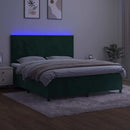 vidaXL sötétzöld bársony rugós és LED-es ágy matraccal 160x200 cm