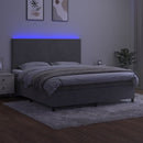 vidaXL világosszürke bársony rugós és LED-es ágy matraccal 180x200 cm