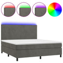 vidaXL sötétszürke bársony rugós és LED-es ágy matraccal 180x200 cm
