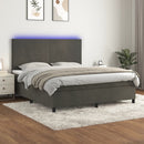 vidaXL sötétszürke bársony rugós és LED-es ágy matraccal 180x200 cm