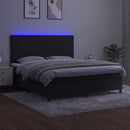vidaXL fekete bársony rugós és LED-es ágy matraccal 180x200 cm