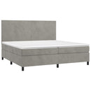 vidaXL világosszürke bársony rugós és LED-es ágy matraccal 200x200 cm