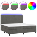 vidaXL sötétszürke bársony rugós és LED-es ágy matraccal 200x200 cm