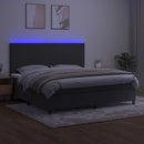 vidaXL sötétszürke bársony rugós és LED-es ágy matraccal 200x200 cm