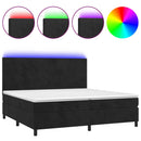 vidaXL fekete bársony rugós és LED-es ágy matraccal 200x200 cm