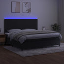 vidaXL fekete bársony rugós és LED-es ágy matraccal 200x200 cm