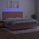 vidaXL rózsaszín bársony rugós és LED-es ágy matraccal 200x200 cm