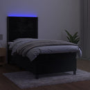vidaXL fekete bársony rugós és LED-es ágy matraccal 90x190 cm