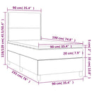 vidaXL sötétkék bársony rugós és LED-es ágy matraccal 90x190 cm