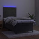 vidaXL sötétszürke bársony rugós és LED-es ágy matraccal 90x200 cm