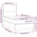 vidaXL sötétkék bársony rugós és LED-es ágy matraccal 90x200 cm