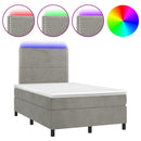 vidaXL világosszürke bársony rugós és LED-es ágy matraccal 120x200 cm