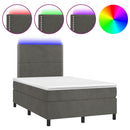 vidaXL sötétszürke bársony rugós és LED-es ágy matraccal 120x200 cm