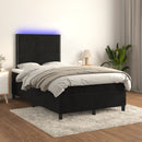 vidaXL fekete bársony rugós és LED-es ágy matraccal 120x200 cm
