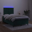 vidaXL sötétzöld bársony rugós és LED-es ágy matraccal 120x200 cm