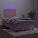 vidaXL rózsaszín bársony rugós és LED-es ágy matraccal 120x200 cm