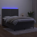 vidaXL sötétszürke bársony rugós és LED-es ágy matraccal 140x190 cm