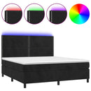 vidaXL fekete bársony rugós és LED-es ágy matraccal 160x200 cm