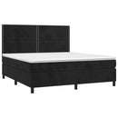 vidaXL fekete bársony rugós és LED-es ágy matraccal 160x200 cm