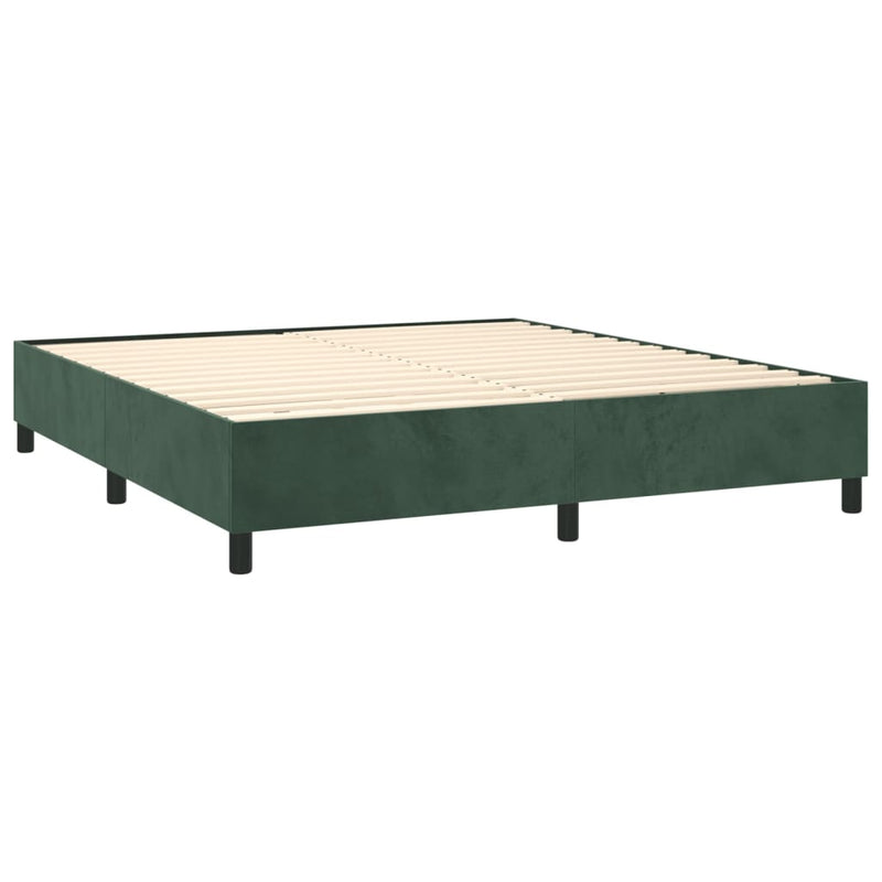 vidaXL sötétzöld bársony rugós és LED-es ágy matraccal 160x200 cm