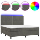 vidaXL sötétszürke bársony rugós és LED-es ágy matraccal 180x200 cm