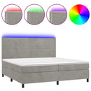 vidaXL világosszürke bársony rugós és LED-es ágy matraccal 200x200 cm