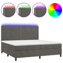 vidaXL sötétszürke bársony rugós és LED-es ágy matraccal 200x200 cm