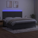 vidaXL sötétszürke bársony rugós és LED-es ágy matraccal 200x200 cm