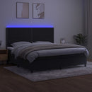 vidaXL fekete bársony rugós és LED-es ágy matraccal 200x200 cm