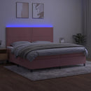 vidaXL rózsaszín bársony rugós és LED-es ágy matraccal 200x200 cm