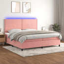 vidaXL rózsaszín bársony rugós és LED-es ágy matraccal 200x200 cm